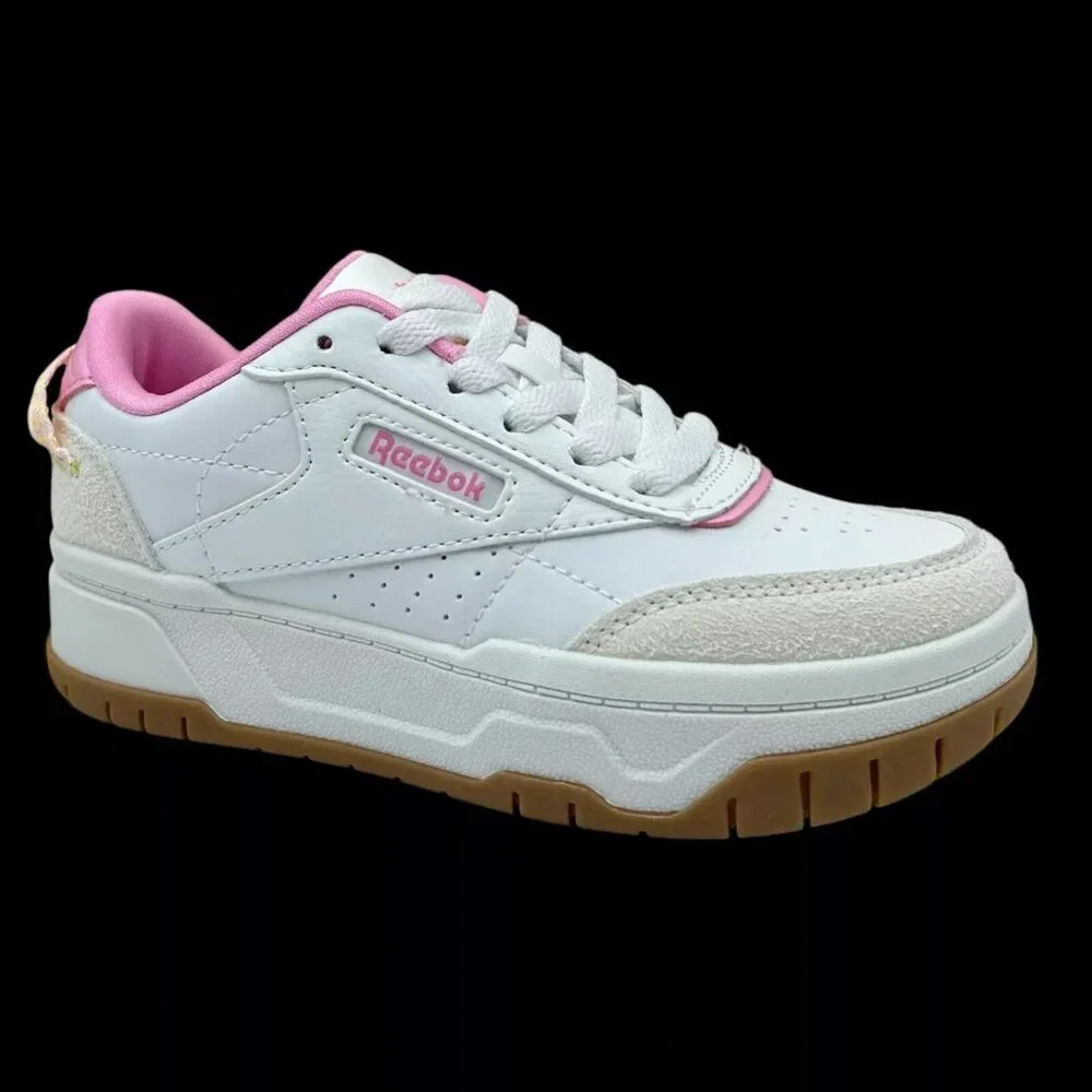 Reebok Tech Geo Youth Girls Casual Sneakers Size 1Y White/Beige/Pink‎ Lace up